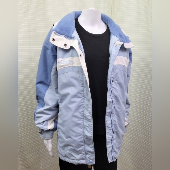 COLUMBIA Winter Shell / Jacket with Hide Away Hood in Blue White (Size L) - Picture 1 of 16
